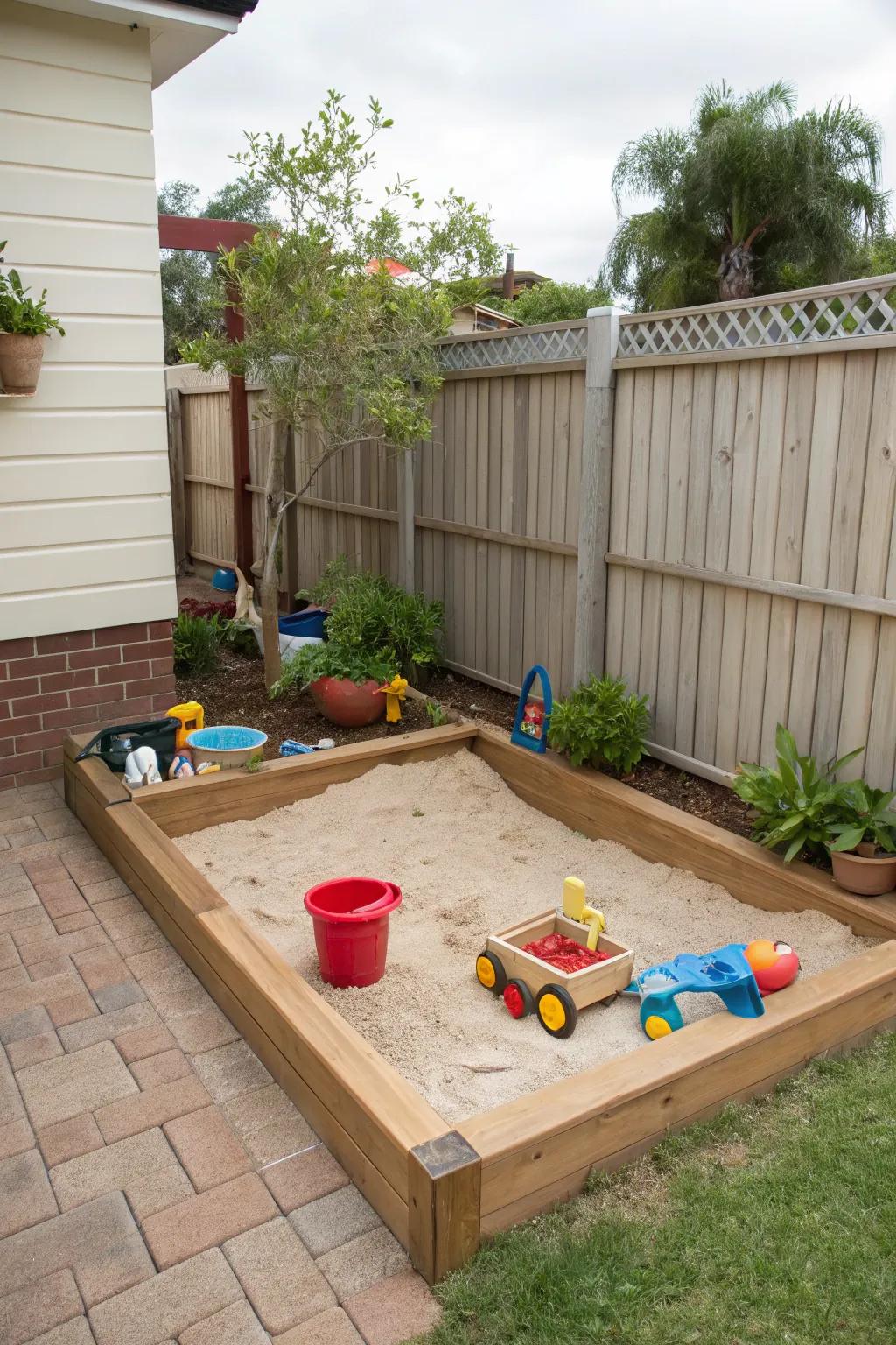 Sandboxes offer endless building fun in small spaces.