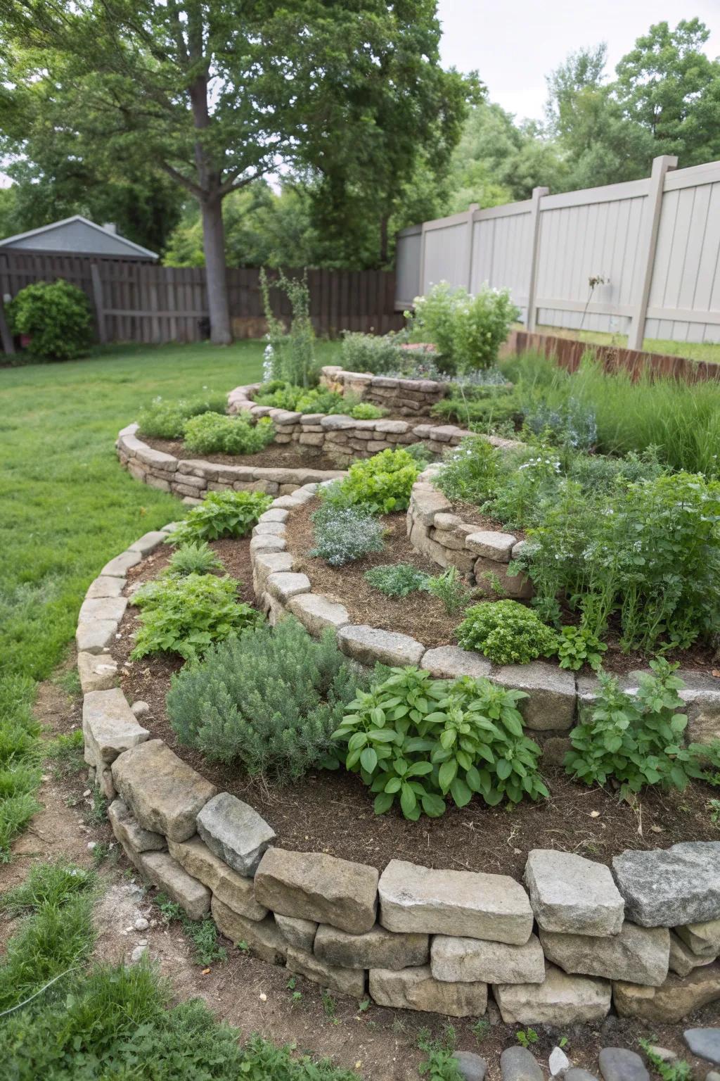 An herb spiral offers a practical and artistic solution for growing herbs.