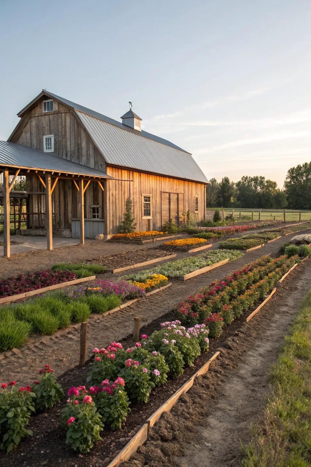Mulched beds create a clean and organized landscape.