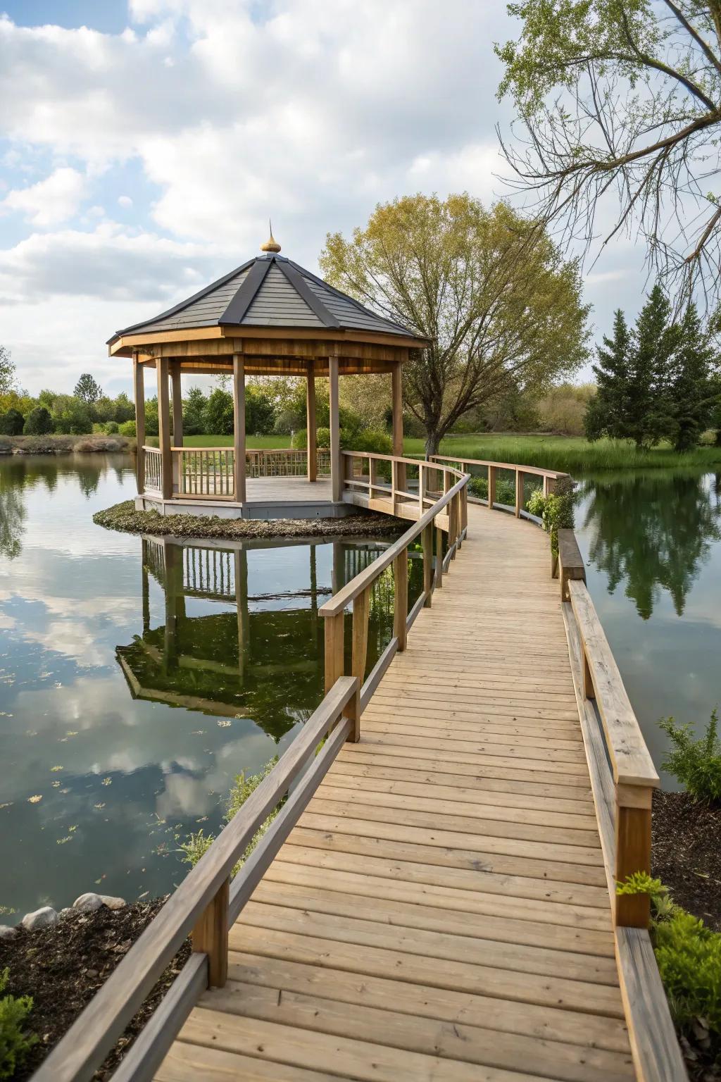 A gazebo-covered dock for a cozy outdoor experience.