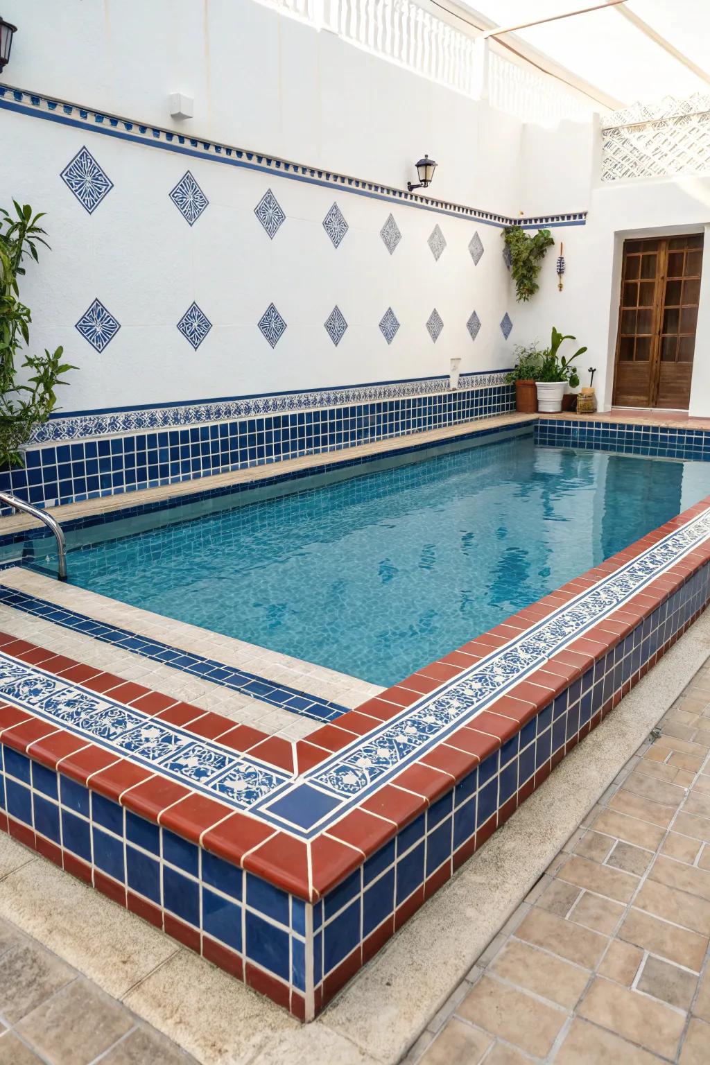 Contrasting borders enhance the pool's visual appeal.