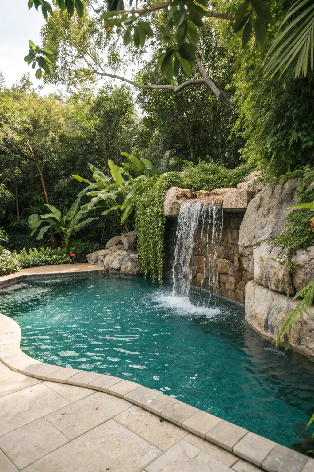 Water features add tranquility and elegance to your pool garden.