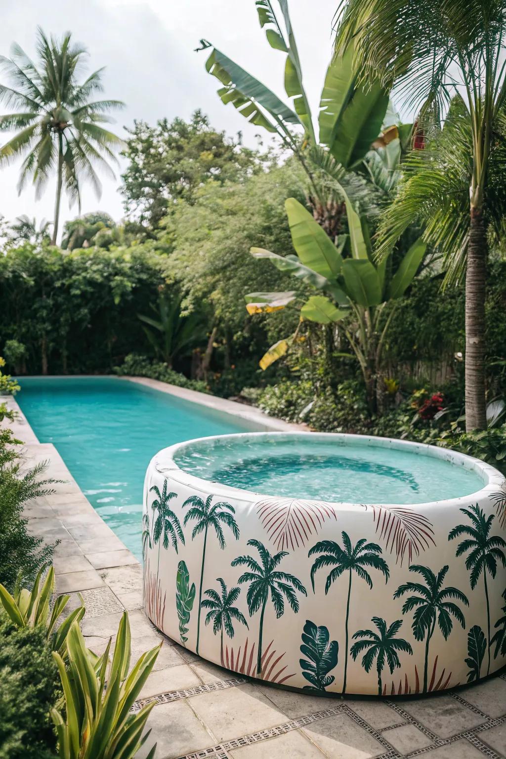 Tropical themes bring paradise to your backyard.