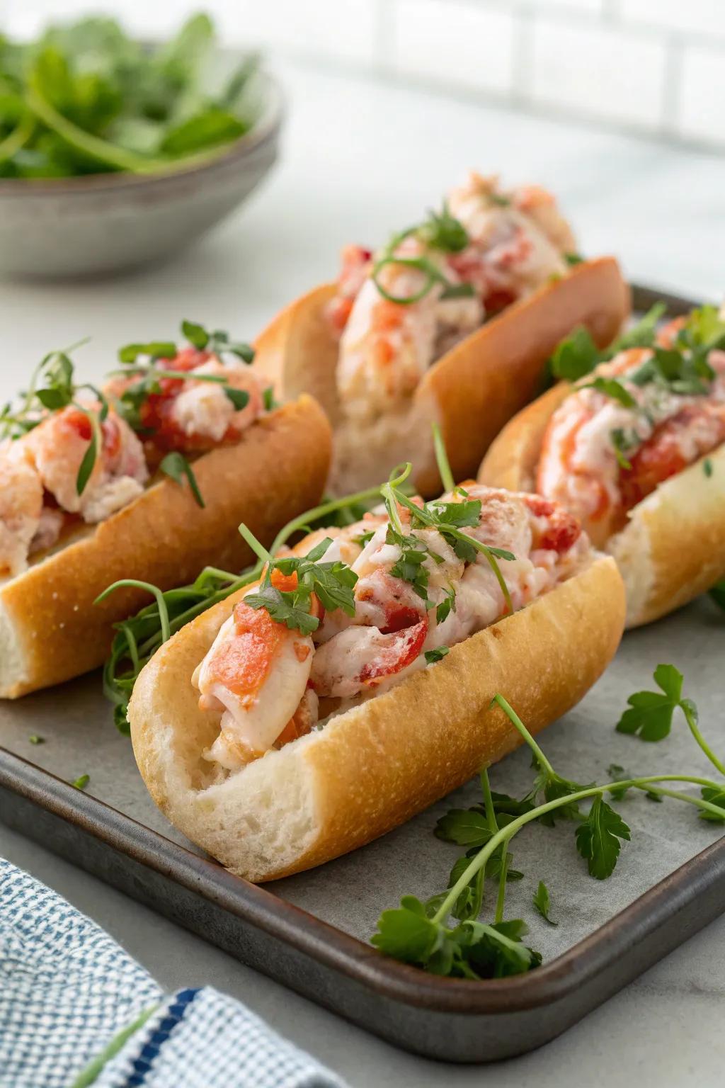 Indulgent mini lobster rolls for a touch of luxury.