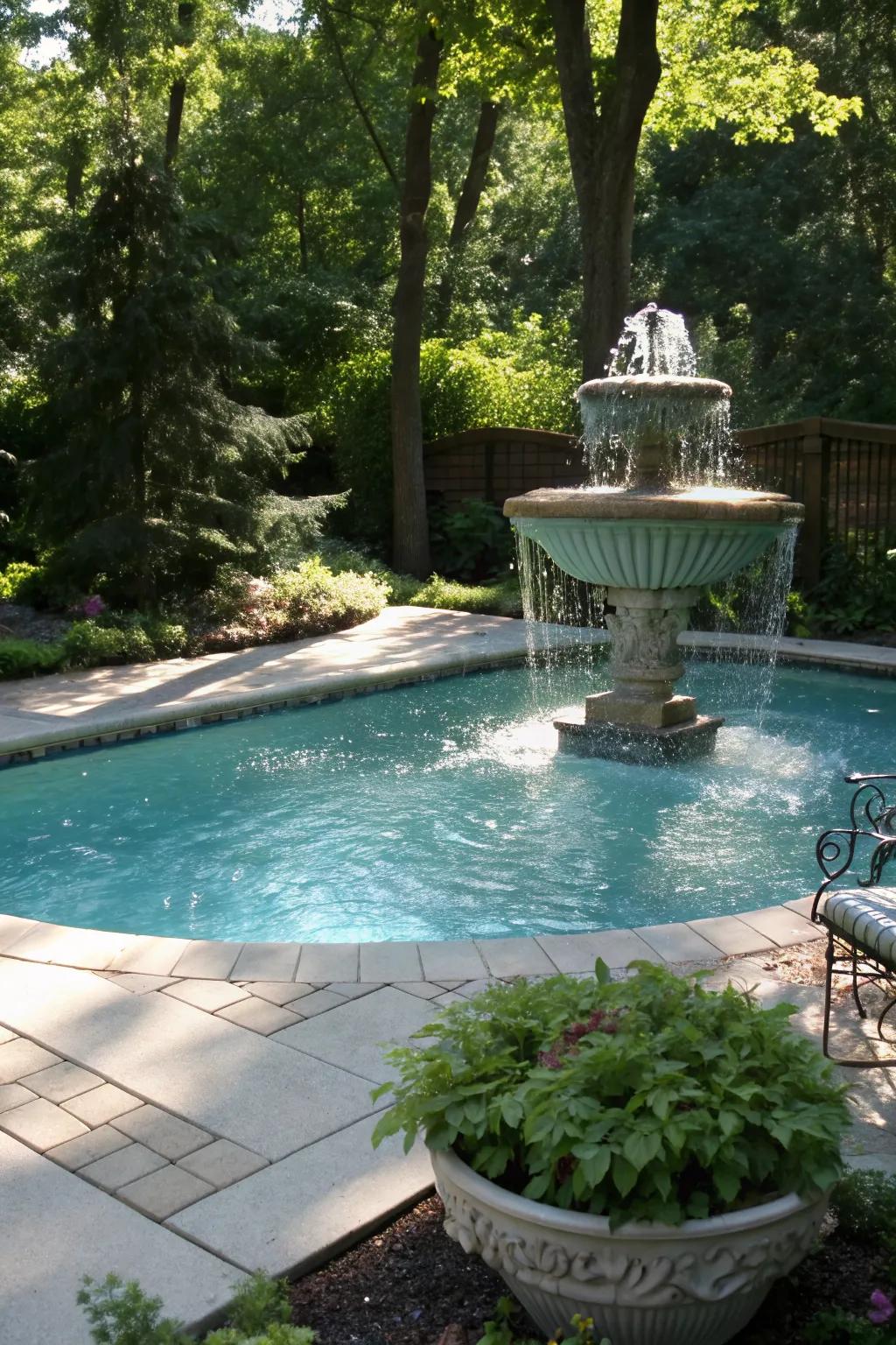 Water features add privacy and a calming atmosphere to your pool.