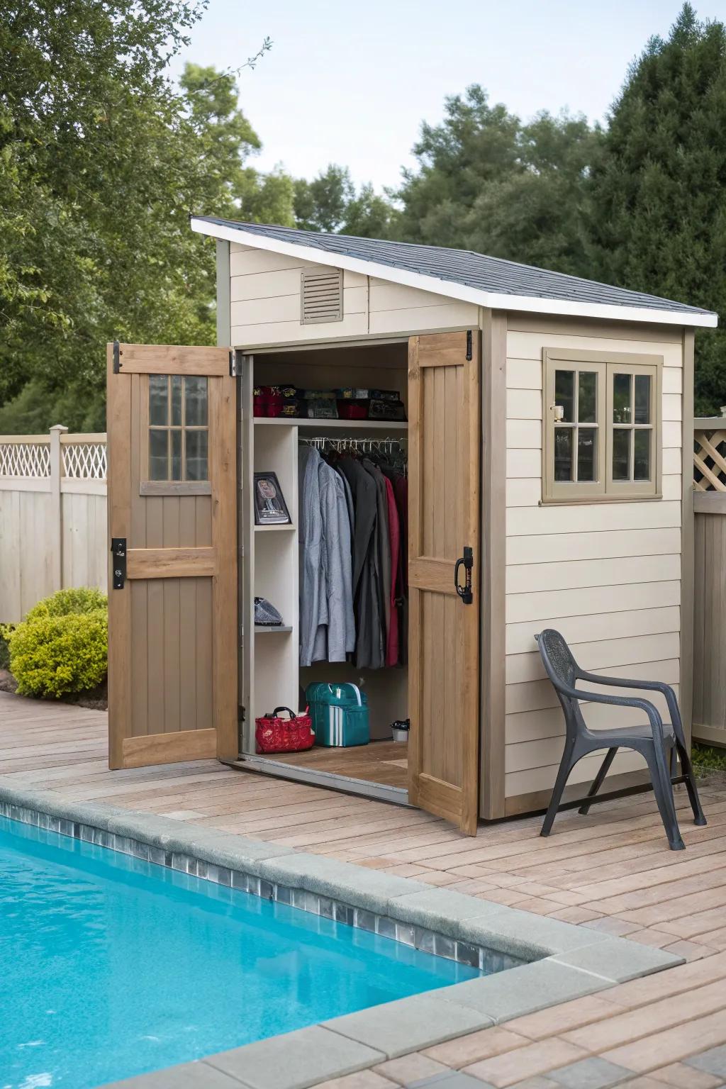 Poolside practicality: Storage and convenience combined.