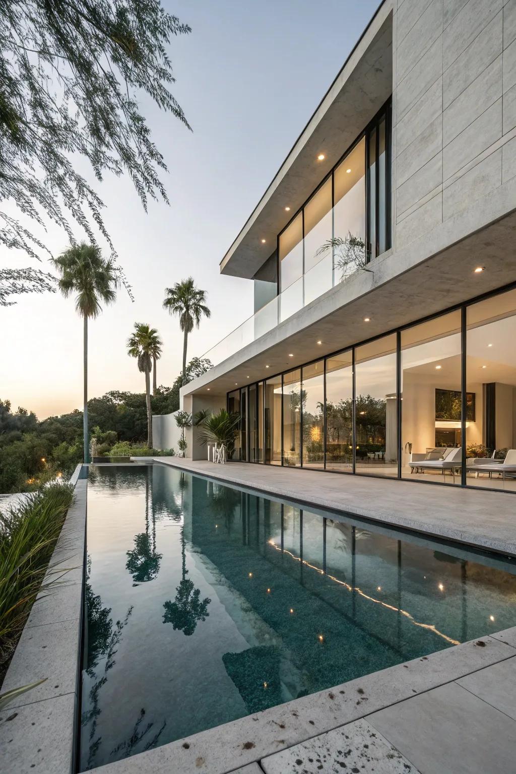 Modern architecture brings a sleek aesthetic to your pool.