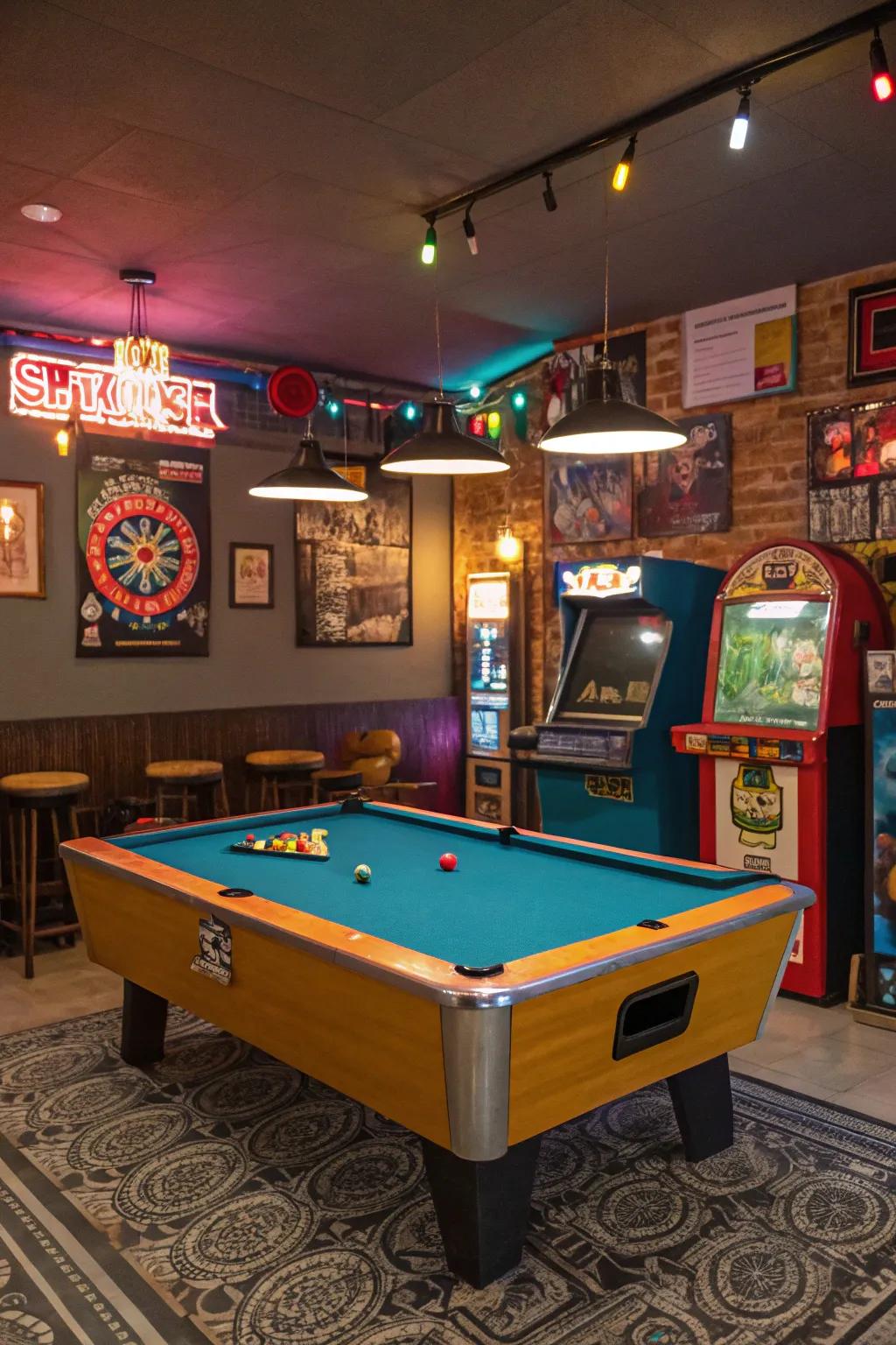 A splash of color that turns your pool table into a lively focal point.