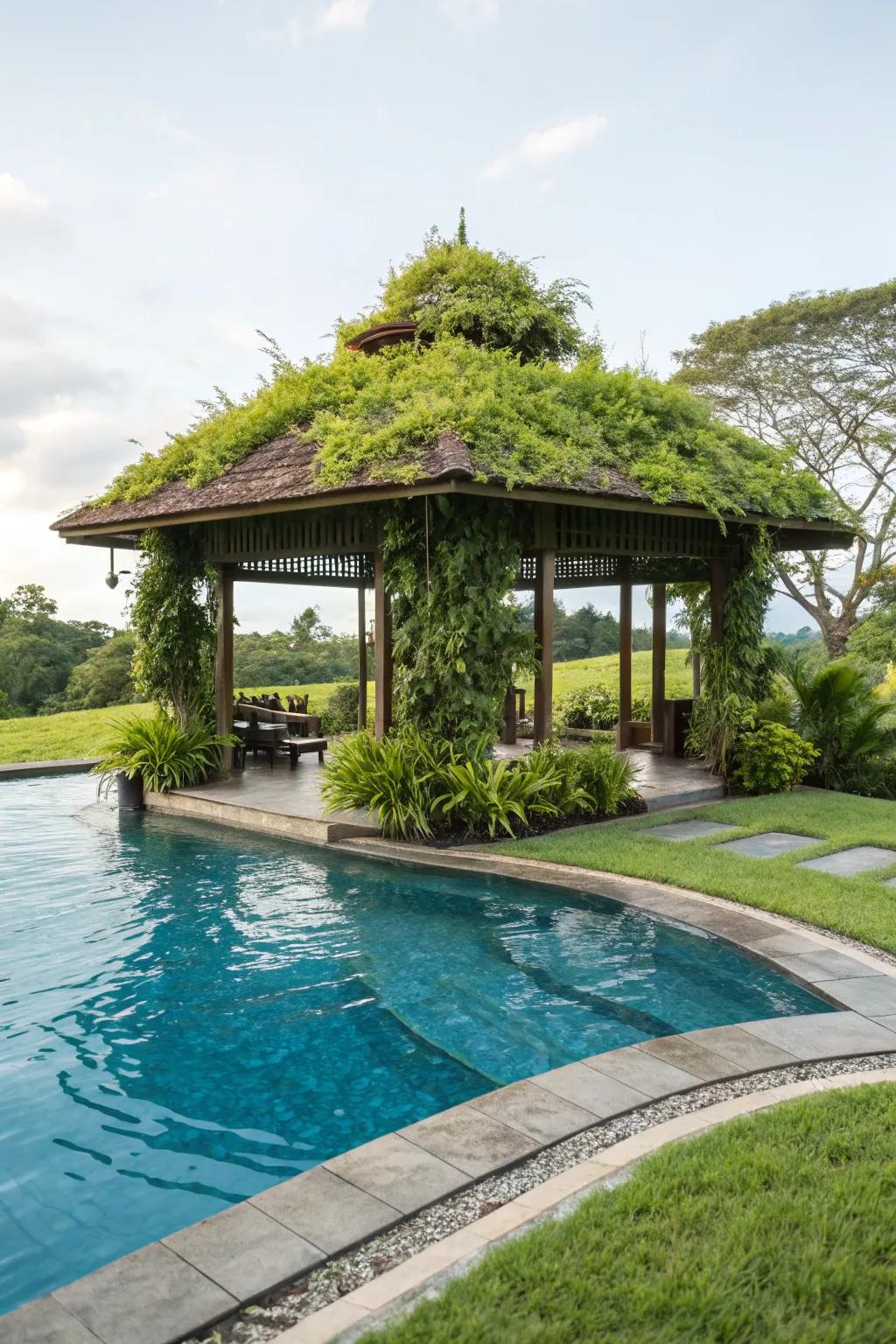 Bring nature closer with a green living roof on your gazebo.