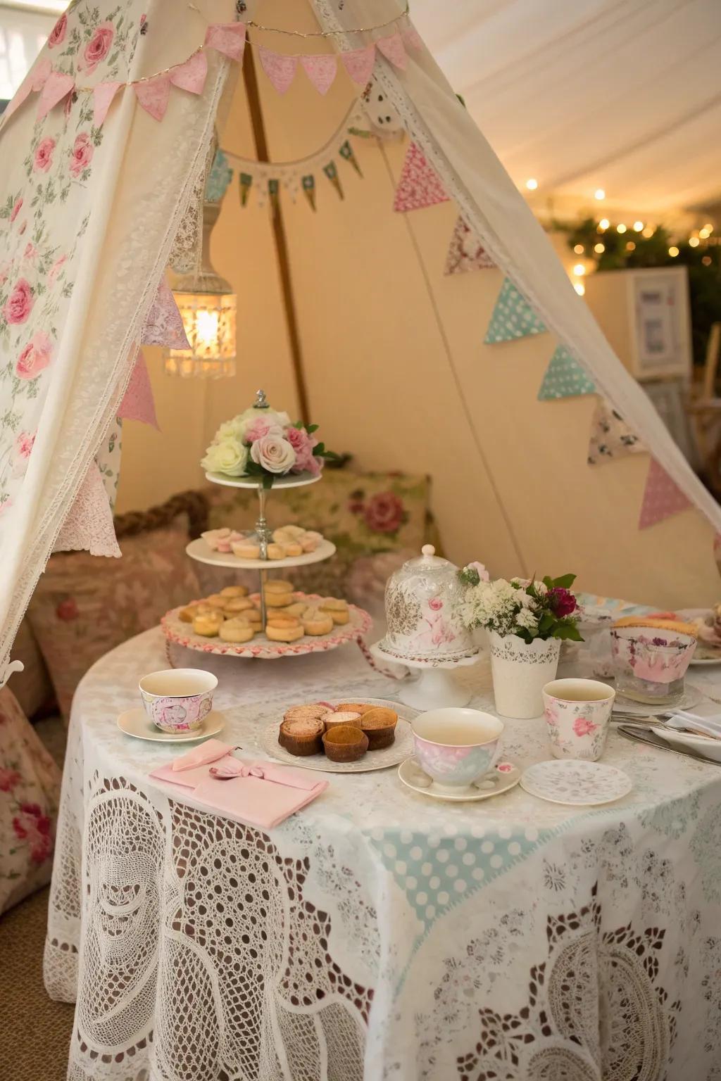 A charming vintage tea party setup for timeless elegance.