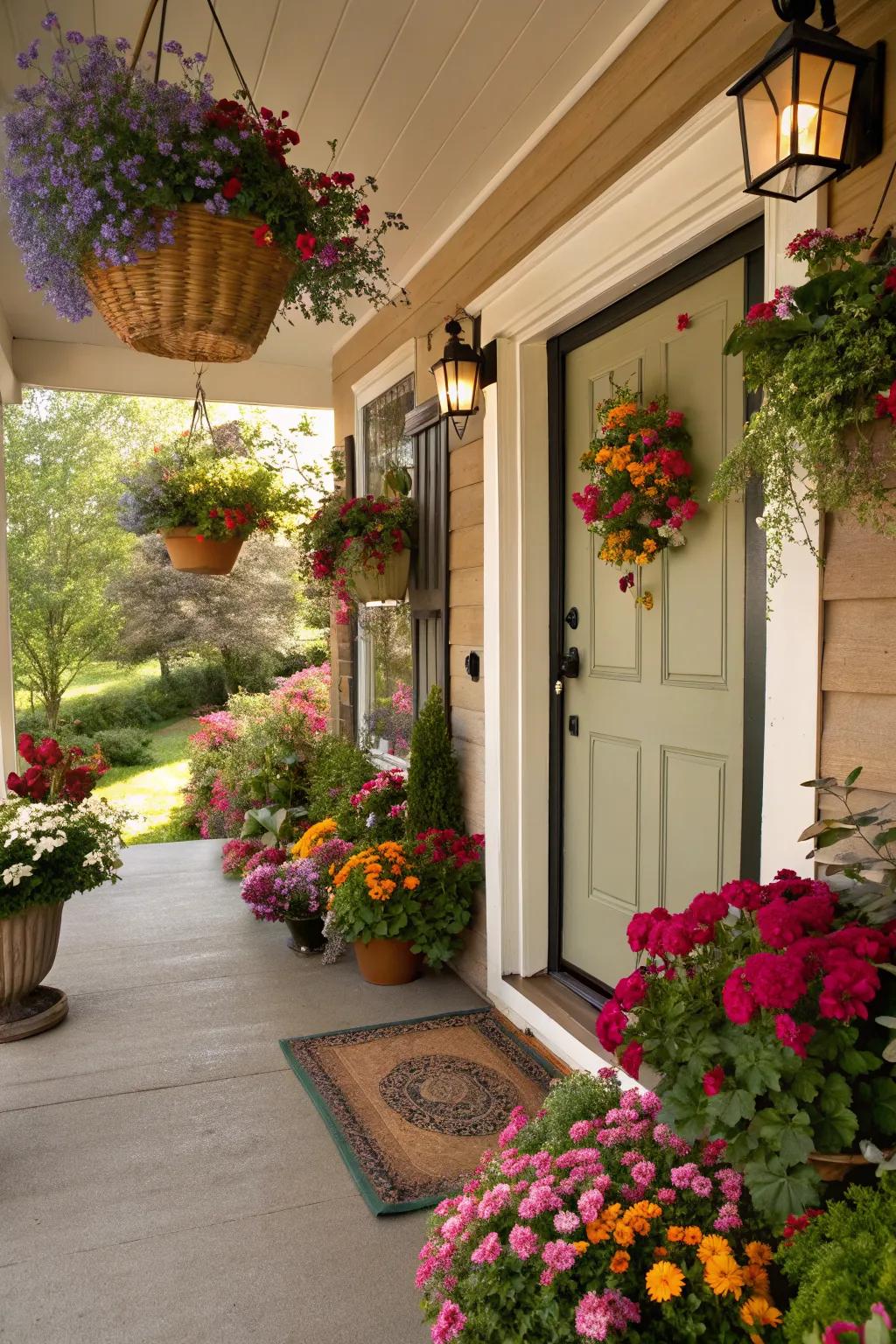 Create a grand entrance with floral enhancements around your door.