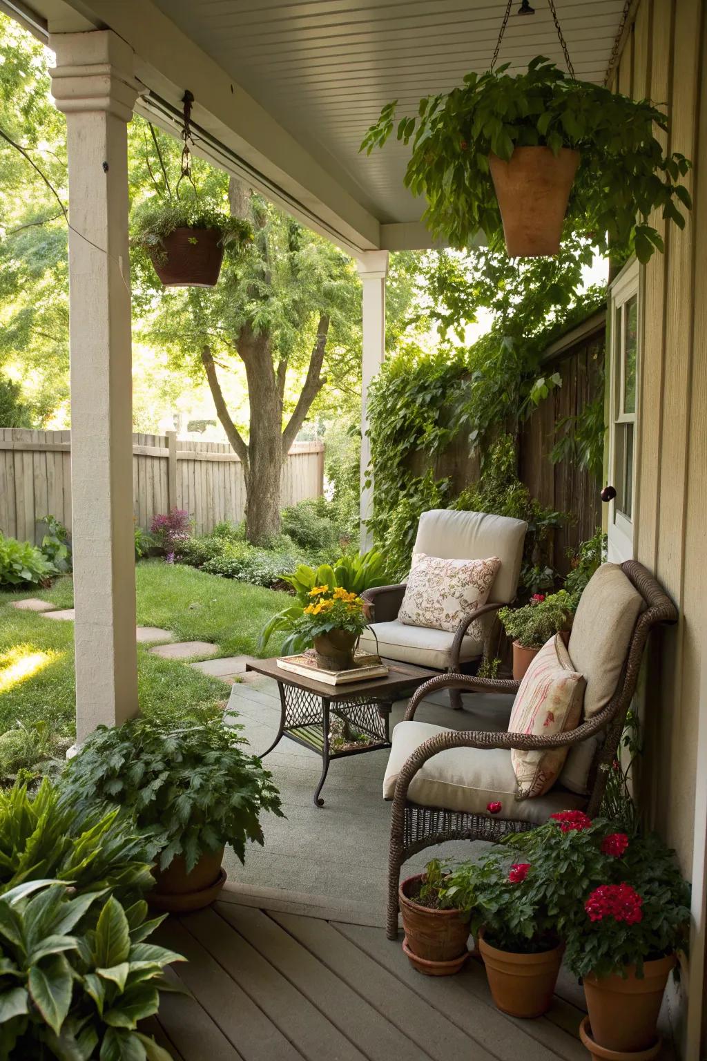 Potted plants create a refreshing and natural environment.