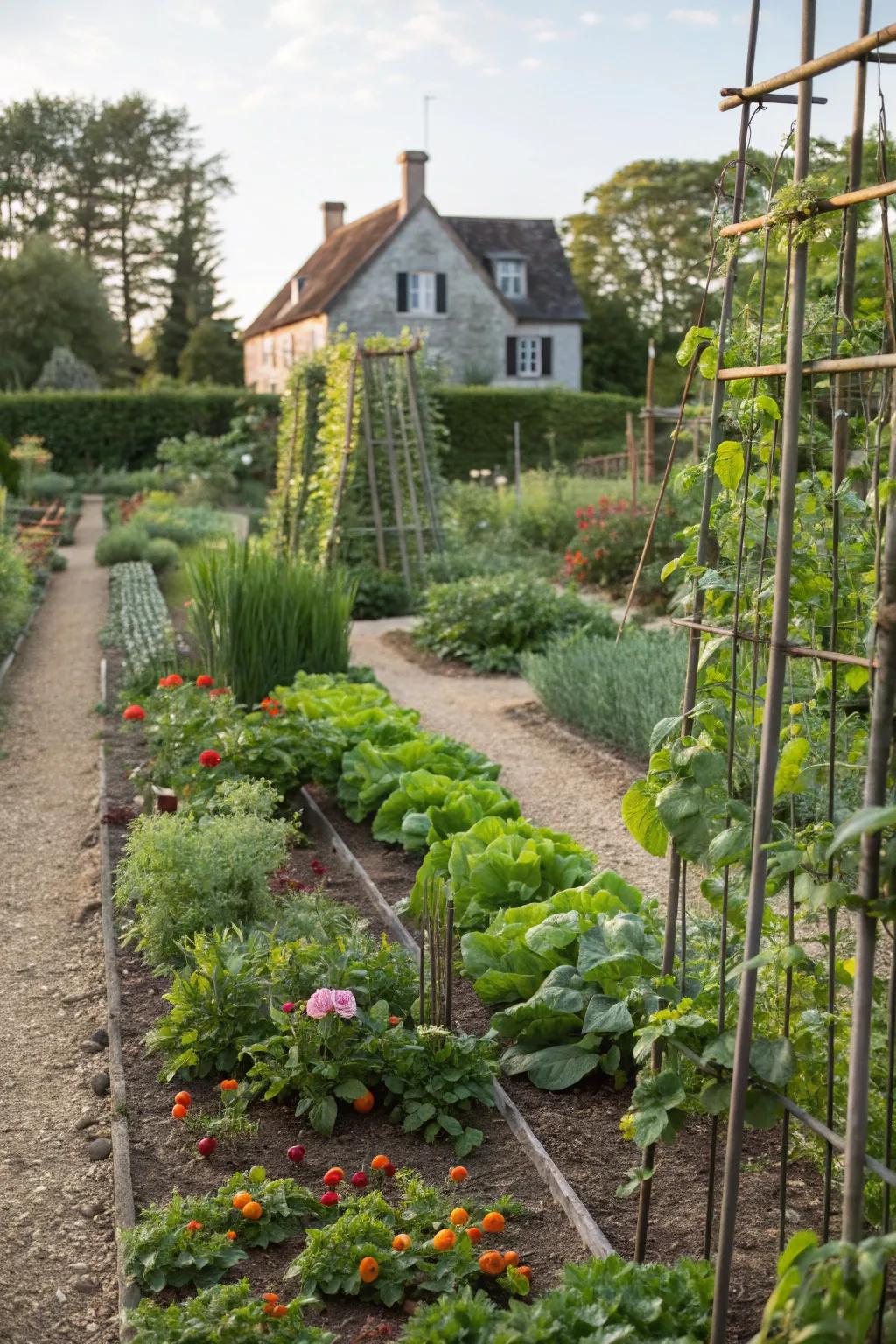 Vertical elements enhancing space in the garden.
