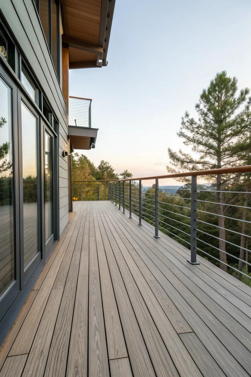 Modern elegance with mixed material railings.