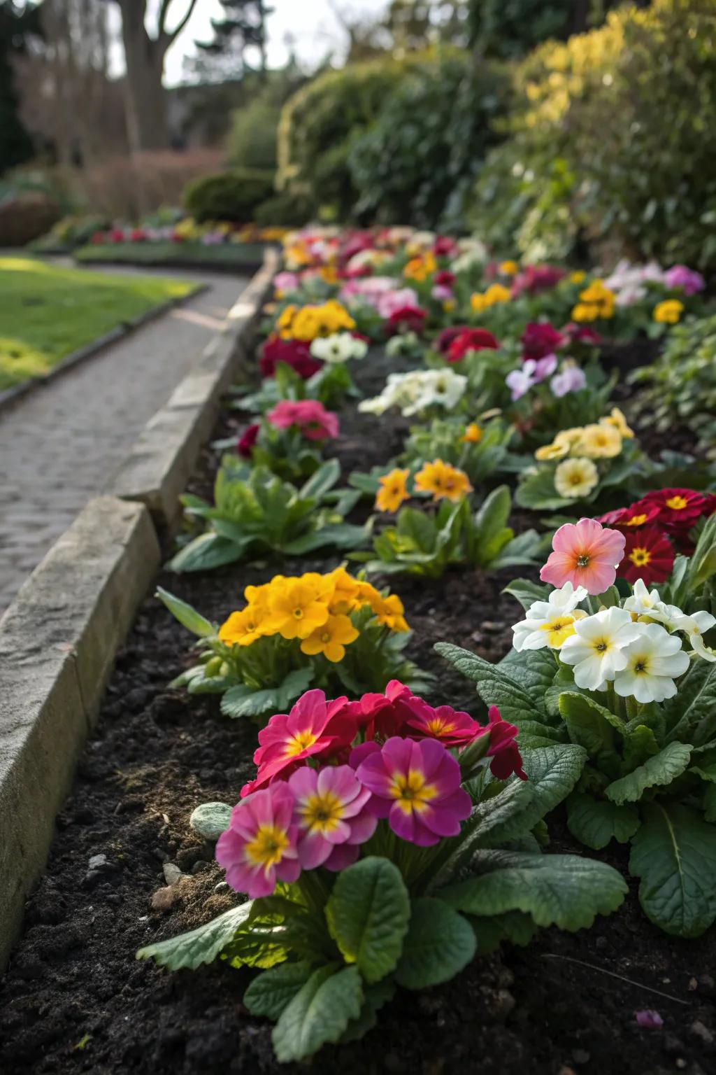 A vibrant mix of primrose colors creates visual delight.