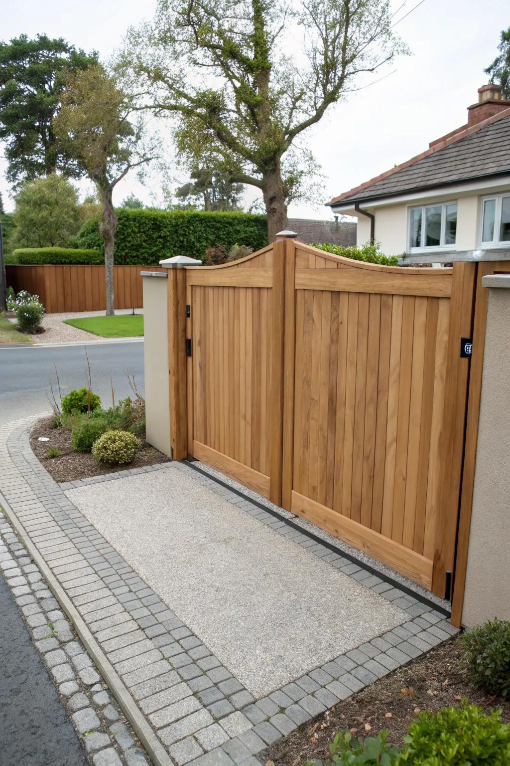 Sliding double gates offer space-saving elegance.