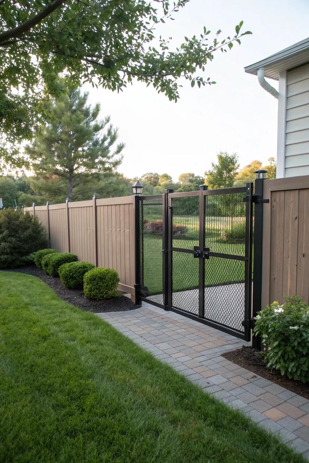 A solid privacy screen gate ensuring seclusion and peace.