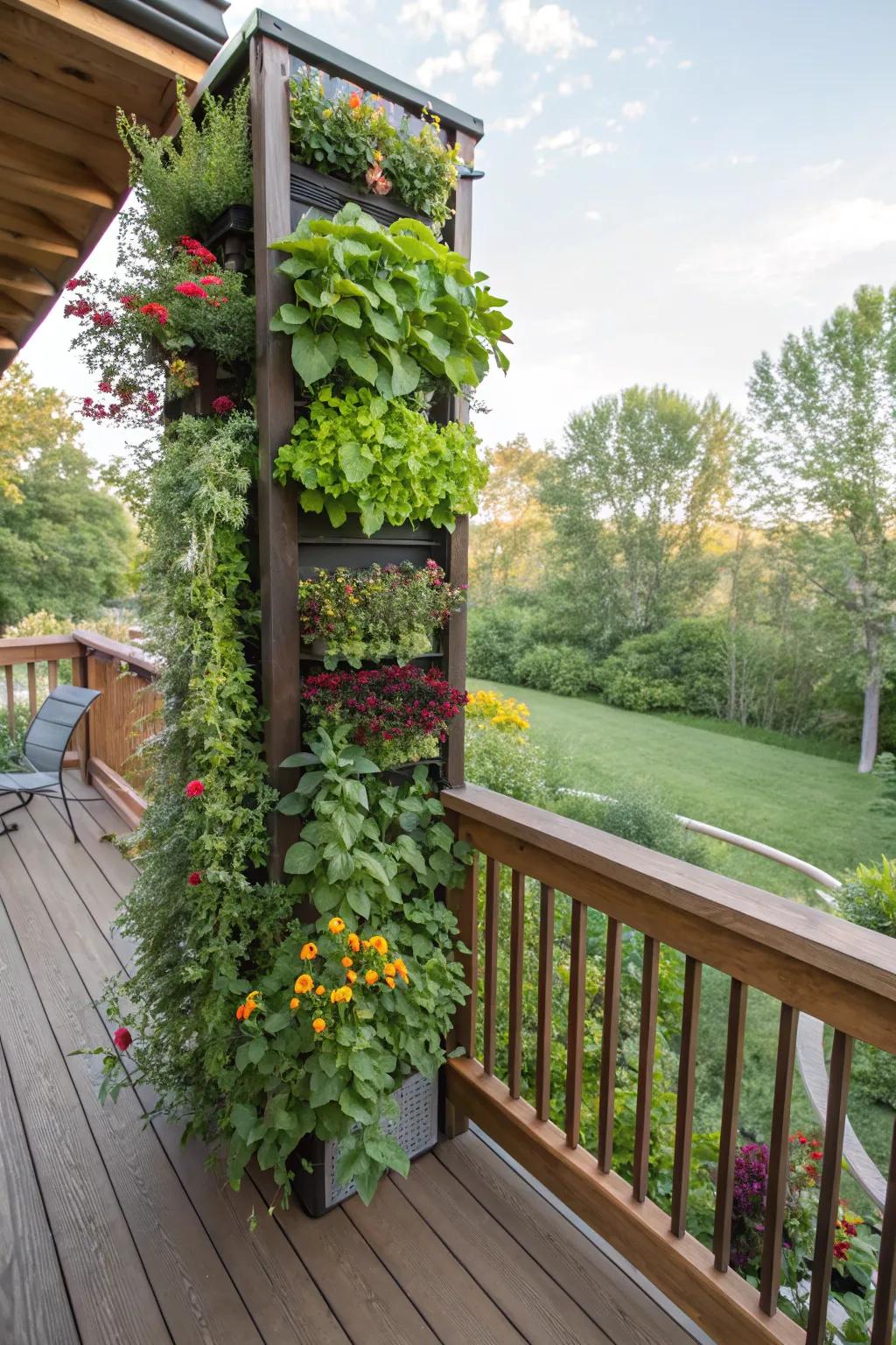 Vertical gardens bring nature and privacy to your deck.