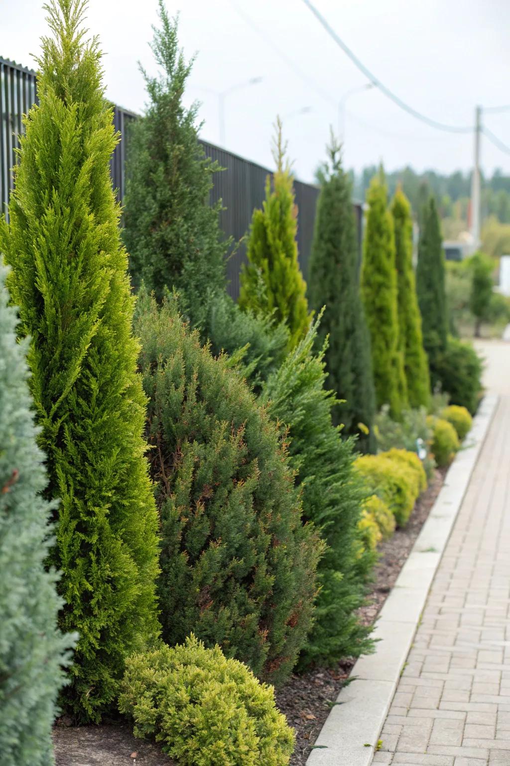 Juniper shrubs offering a versatile and evergreen privacy solution.