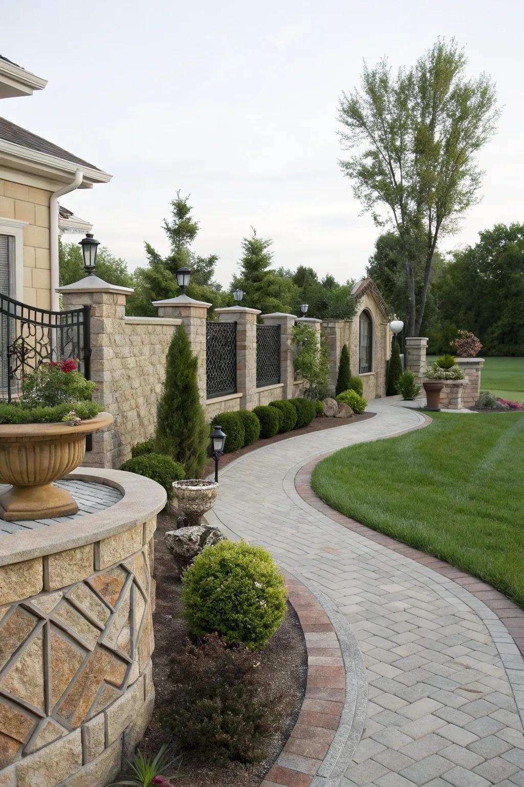 Architectural features add style and privacy.