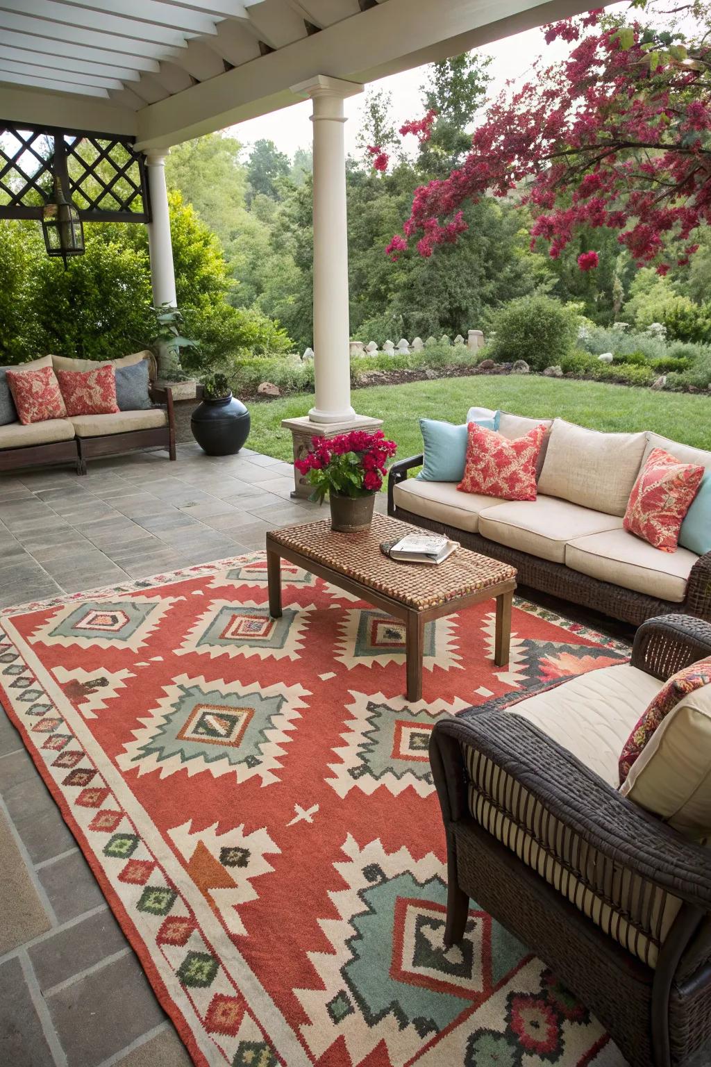 Outdoor rugs define space and add personality.