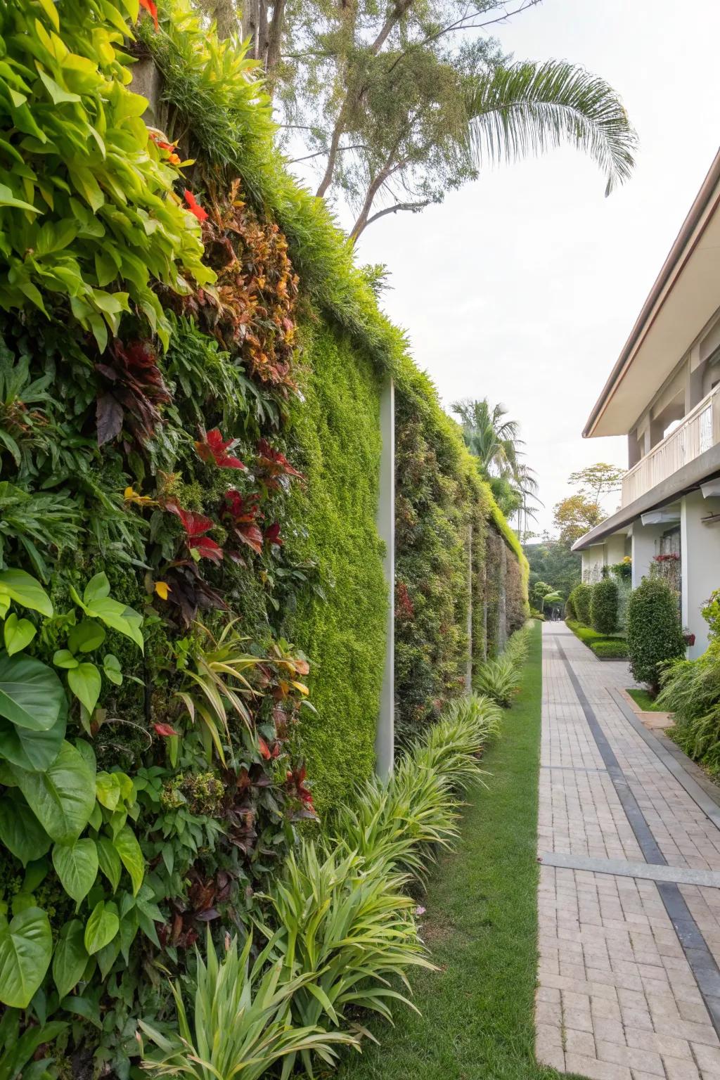 Living walls adding vertical interest.