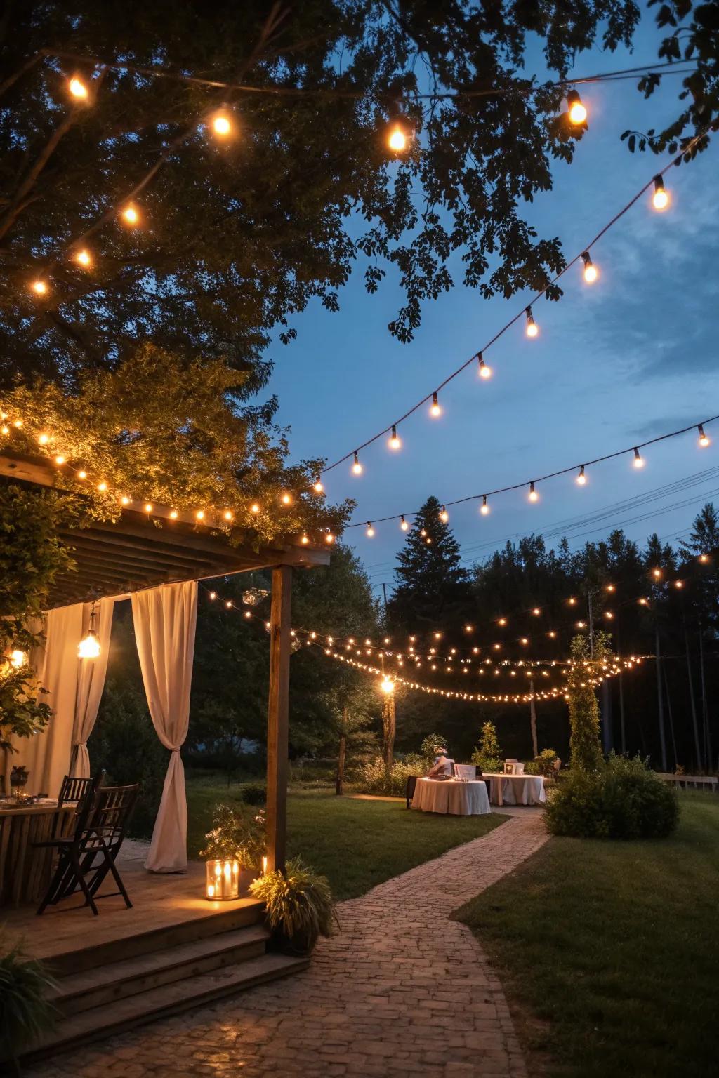 Ambient lighting that adds warmth and charm to any evening.