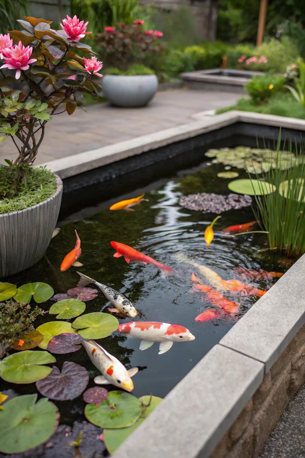 Koi fish add movement and color to your pond.