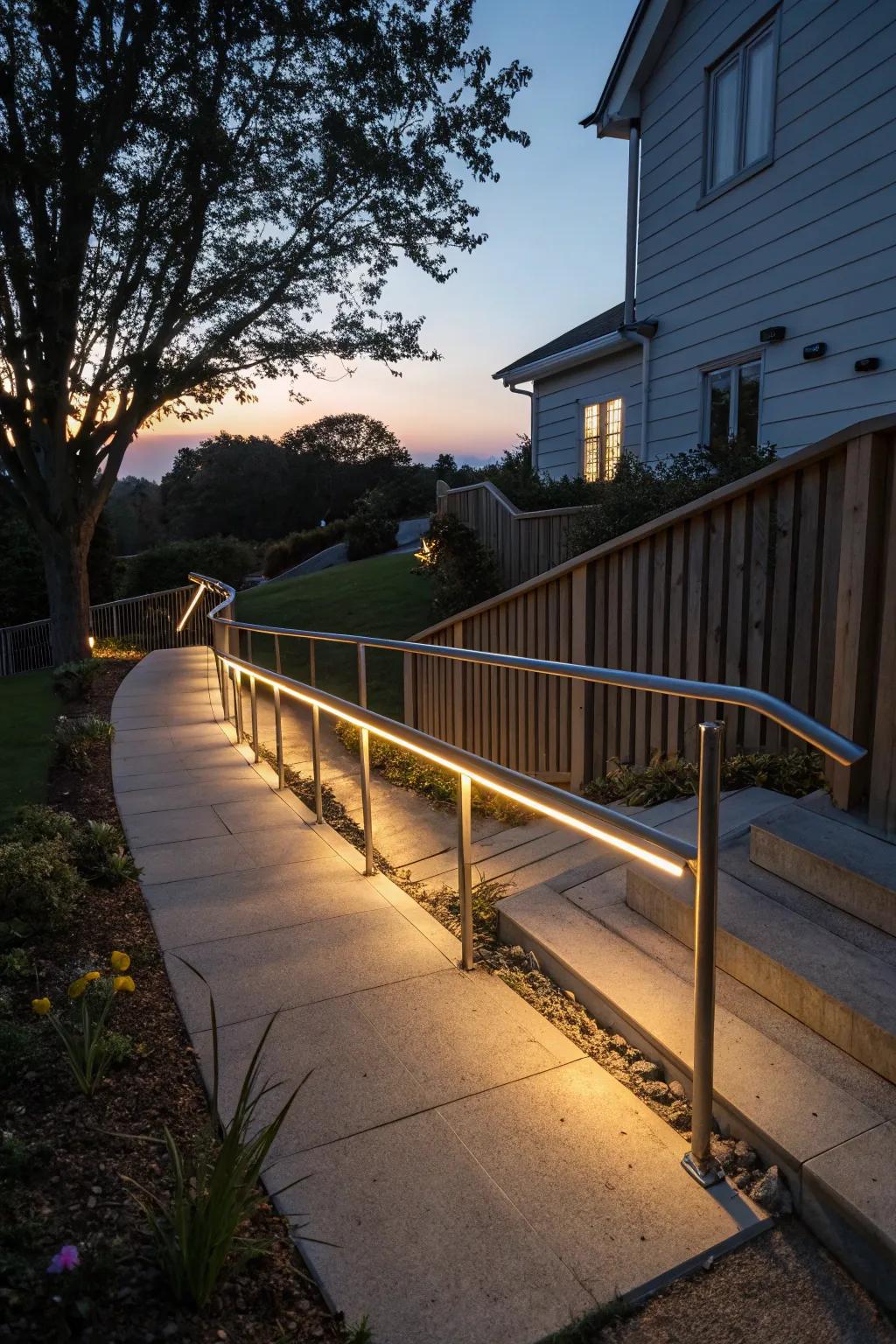 Integrated LED lighting enhances safety and ambiance.