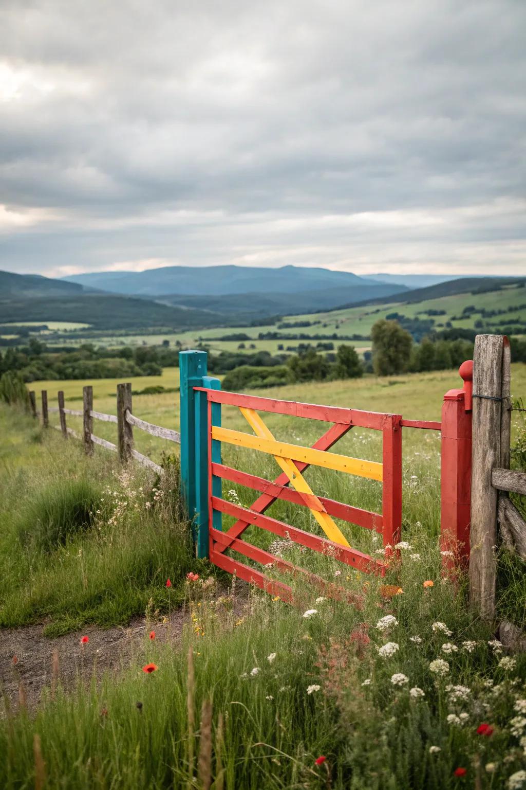 A pop of color brightens up any ranch entrance.