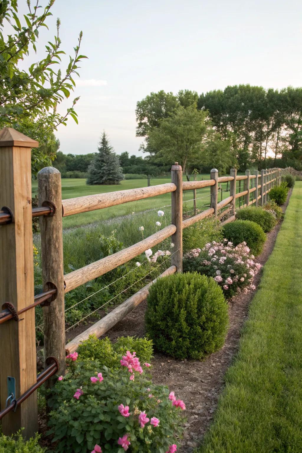 Metal accents enhance the bold look of a wooden fence.