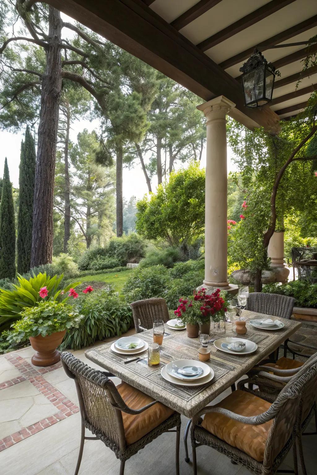 An inviting dining area for al fresco meals on the patio.
