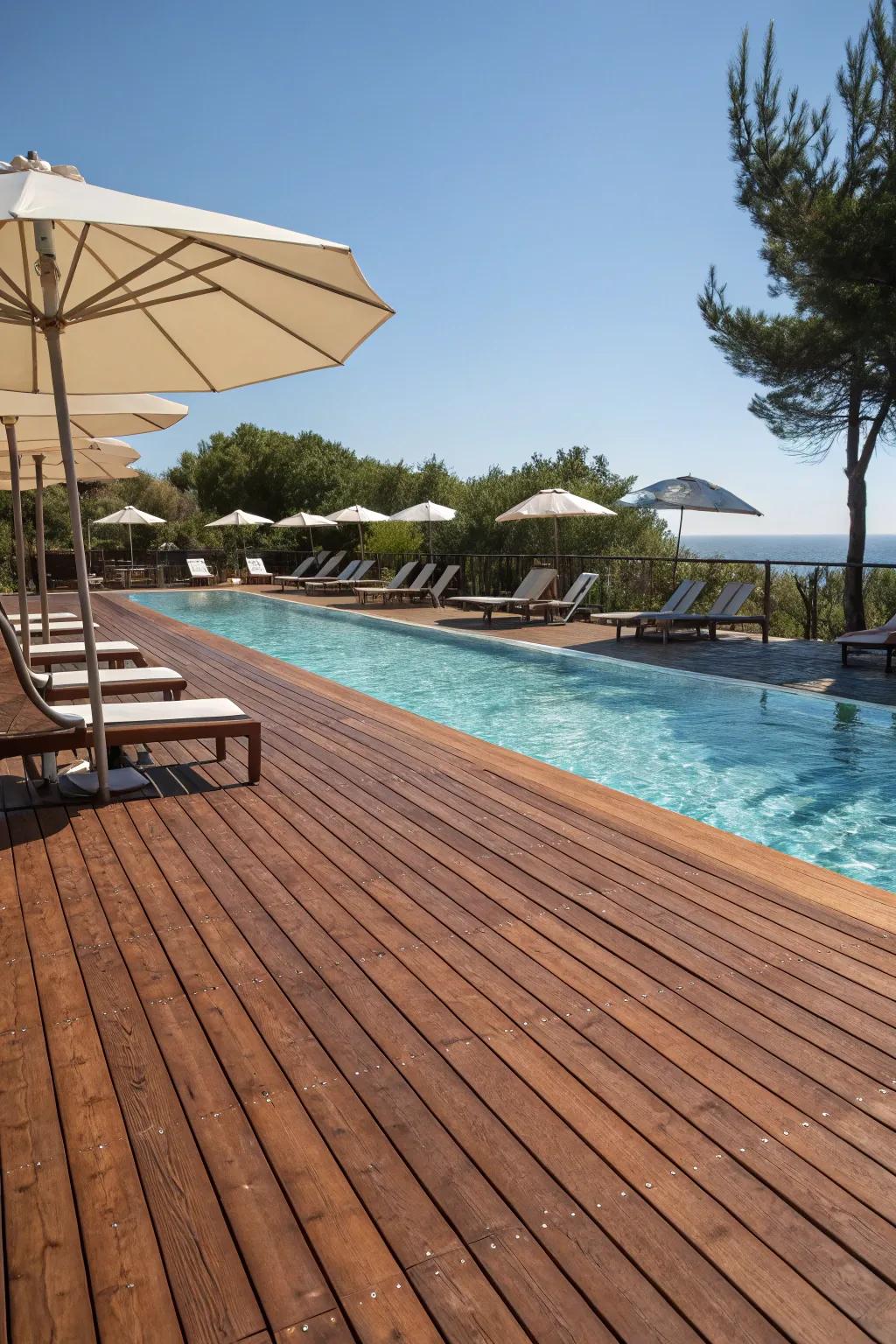 A poolside deck for endless summer enjoyment.