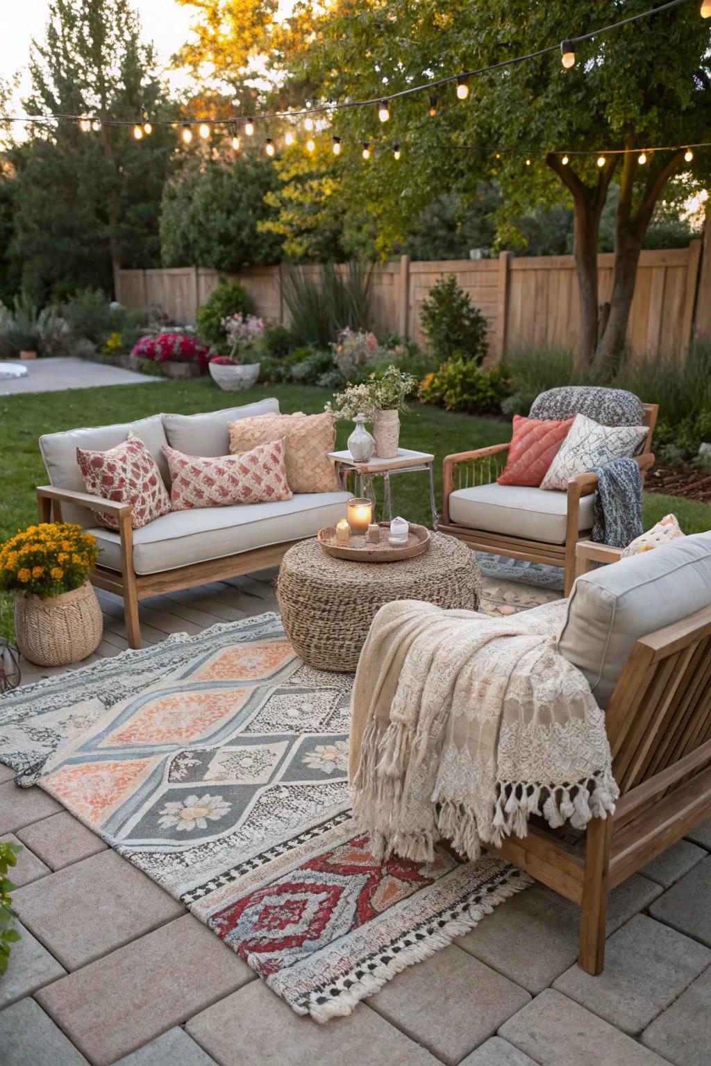Cozy textures make outdoor spaces feel inviting and warm.