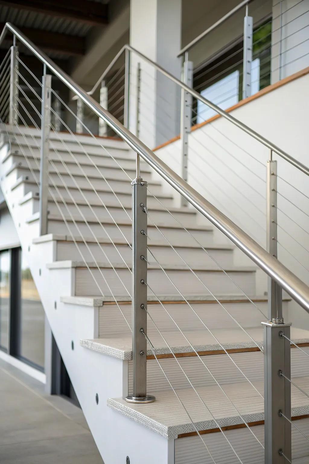 Tension cables provide a minimalist and sleek look.