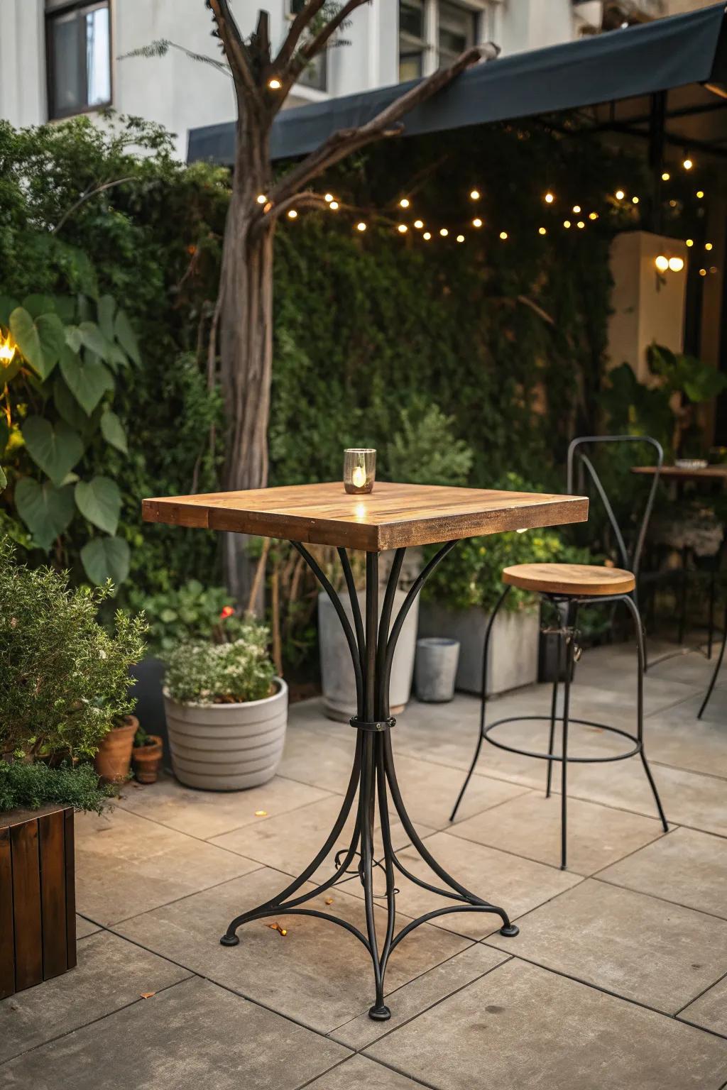 Classic retro look with a mixed material table.