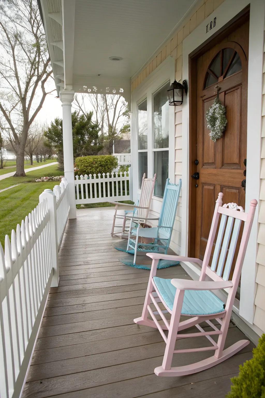 Revitalize your porch with pastel-painted rocking chairs.