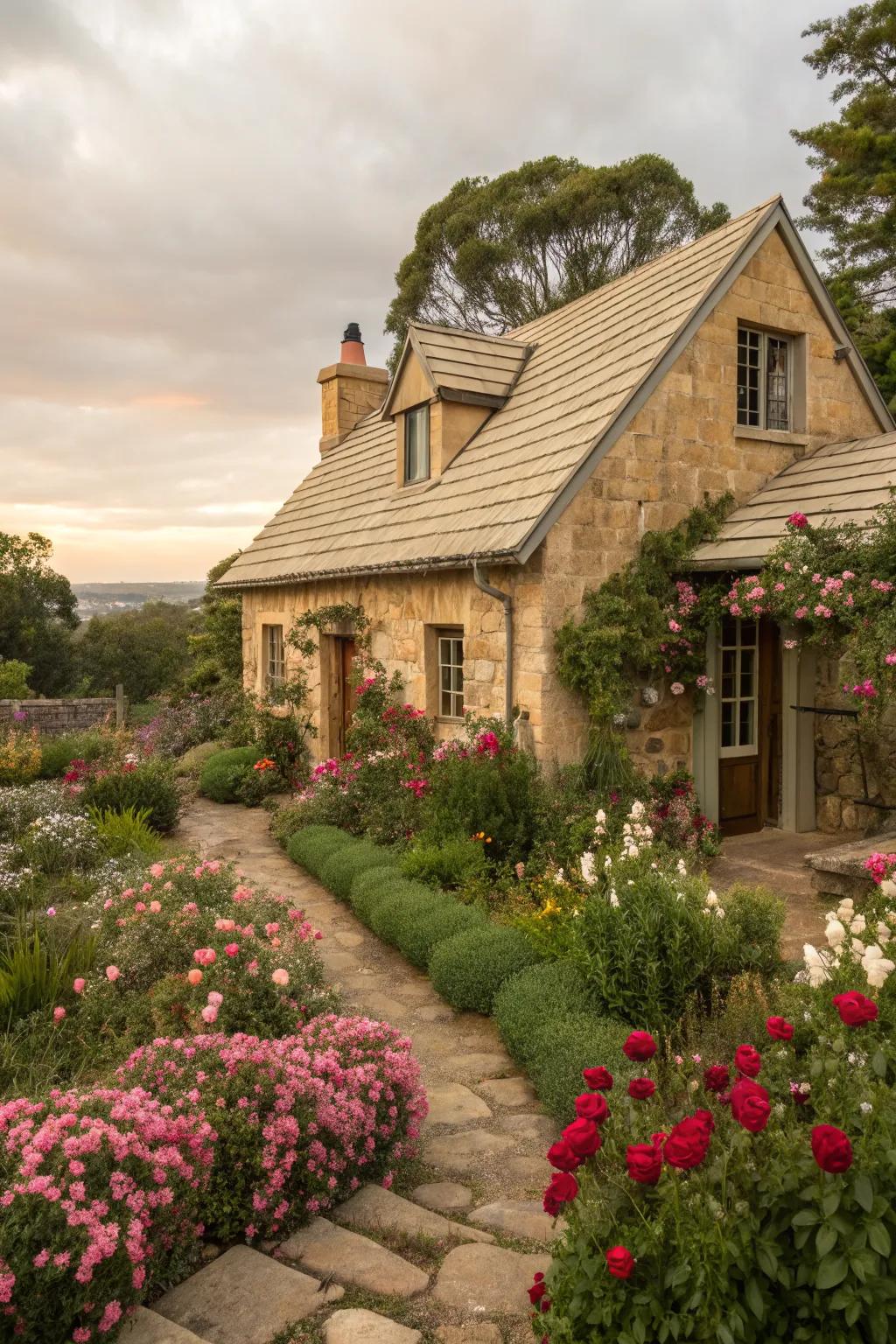 Enhance comfort with a beige roof.