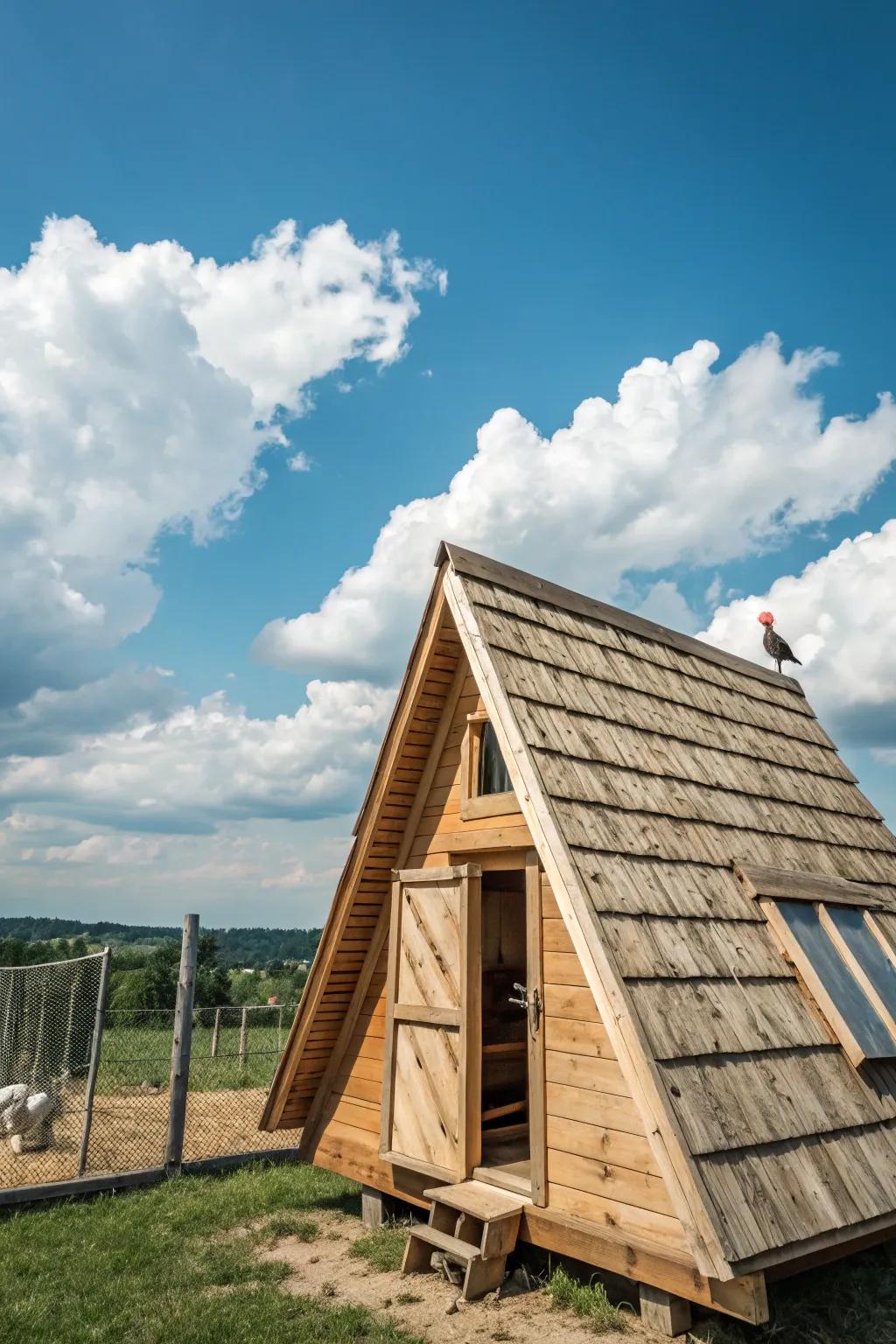 A simple yet effective A-frame rooster house.