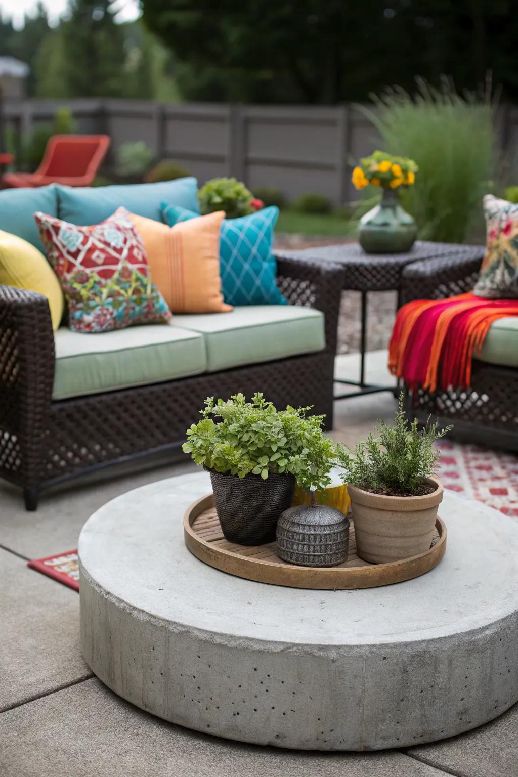 Furniture and decor bring style and comfort to the patio.