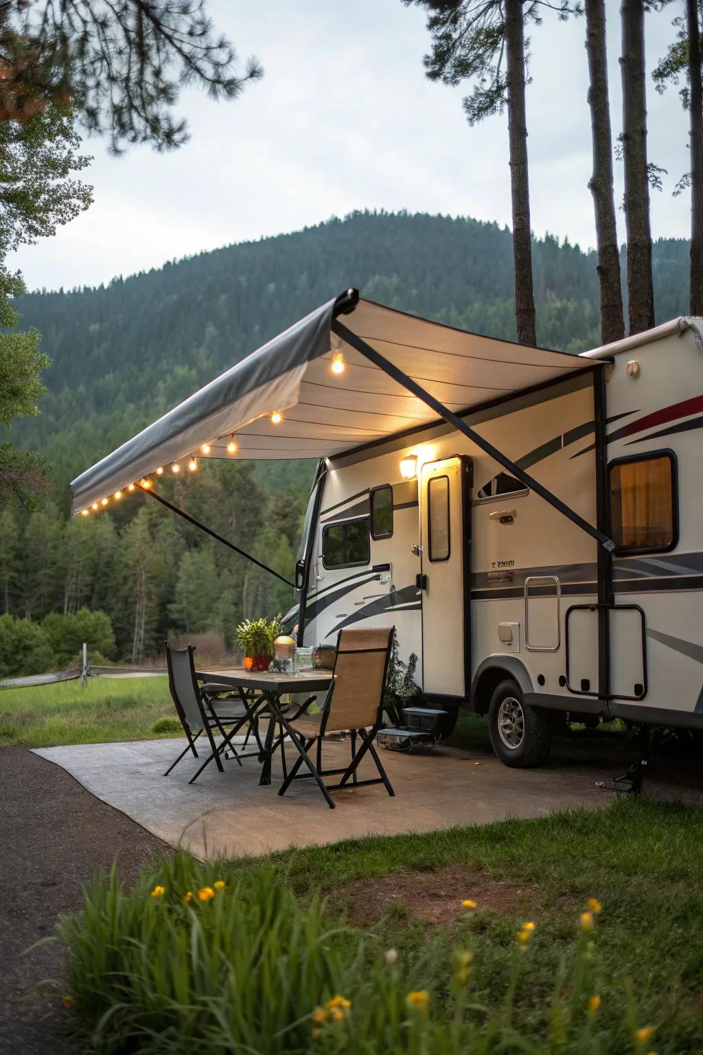 A canopy offers protection from the sun and creates a cozy retreat.