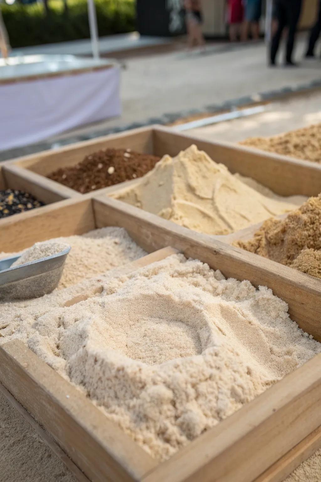 A sensory-rich sandbox for tactile exploration.