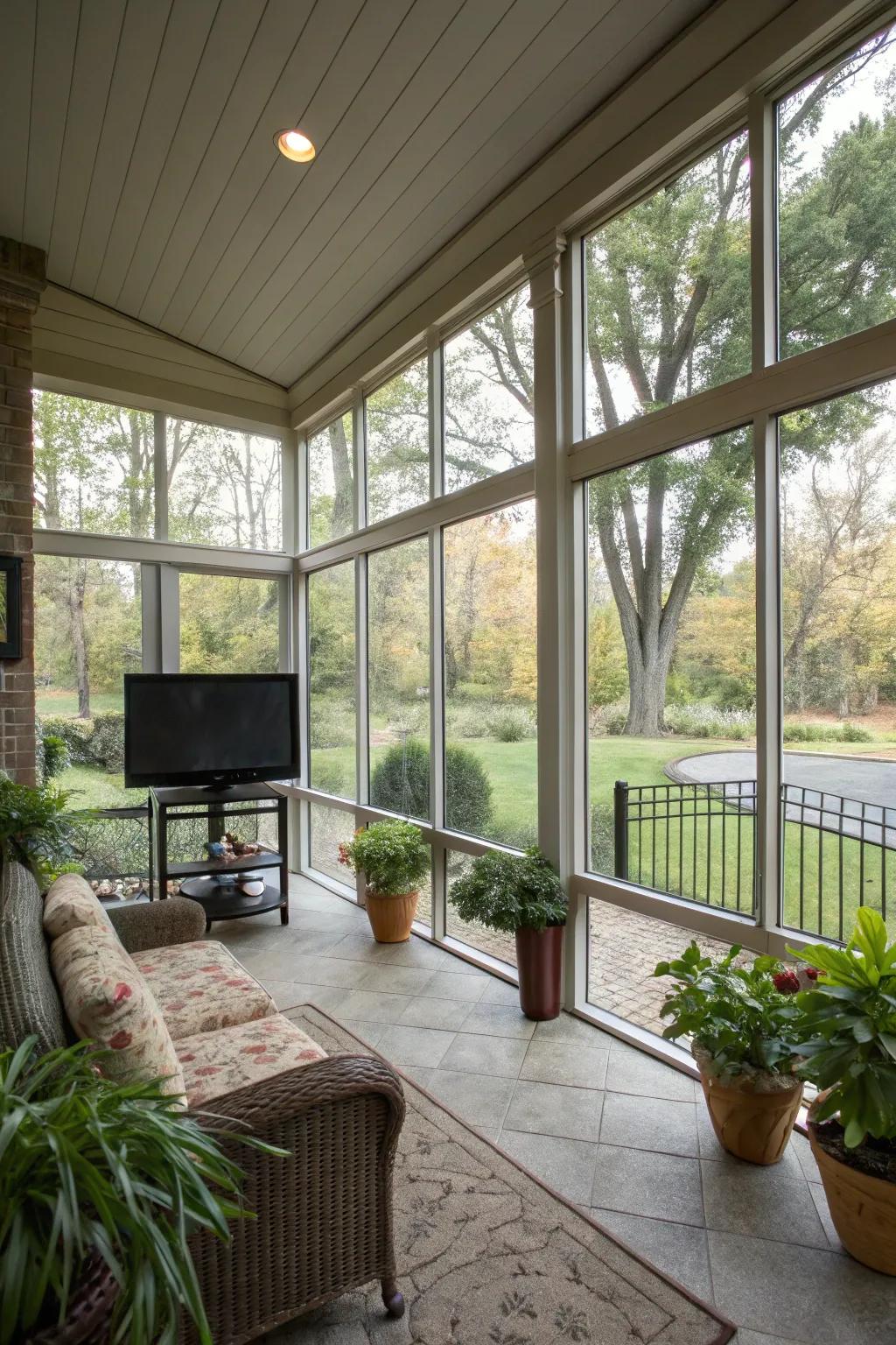Maintain a strong connection with nature through large windows.