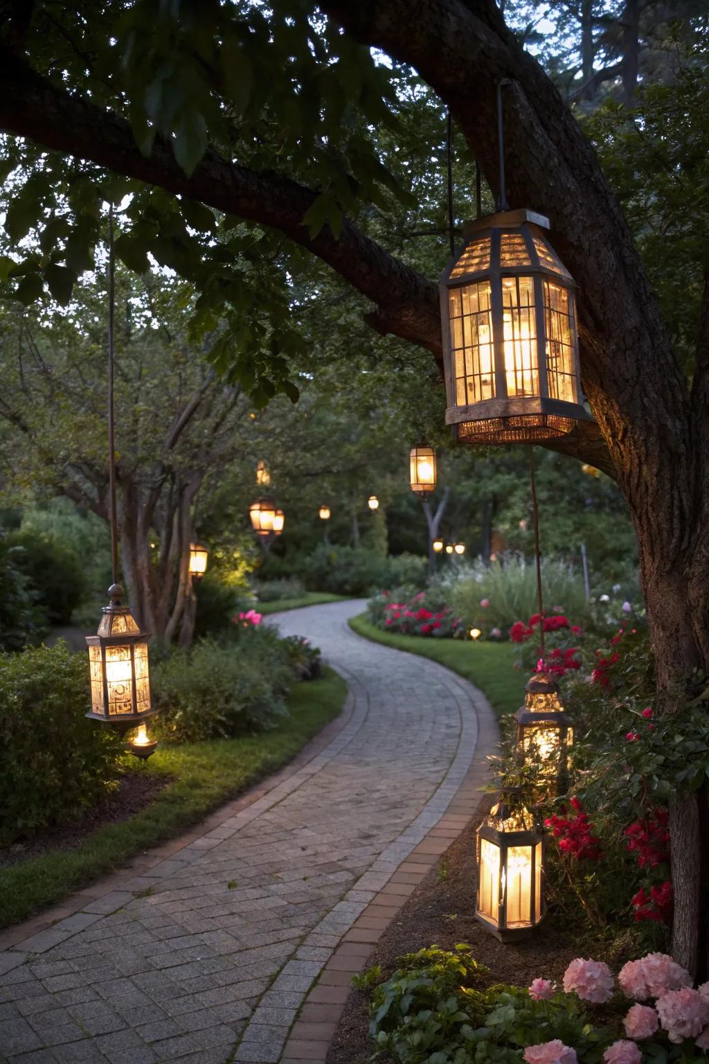 Lanterns transform your garden into a nighttime wonderland.