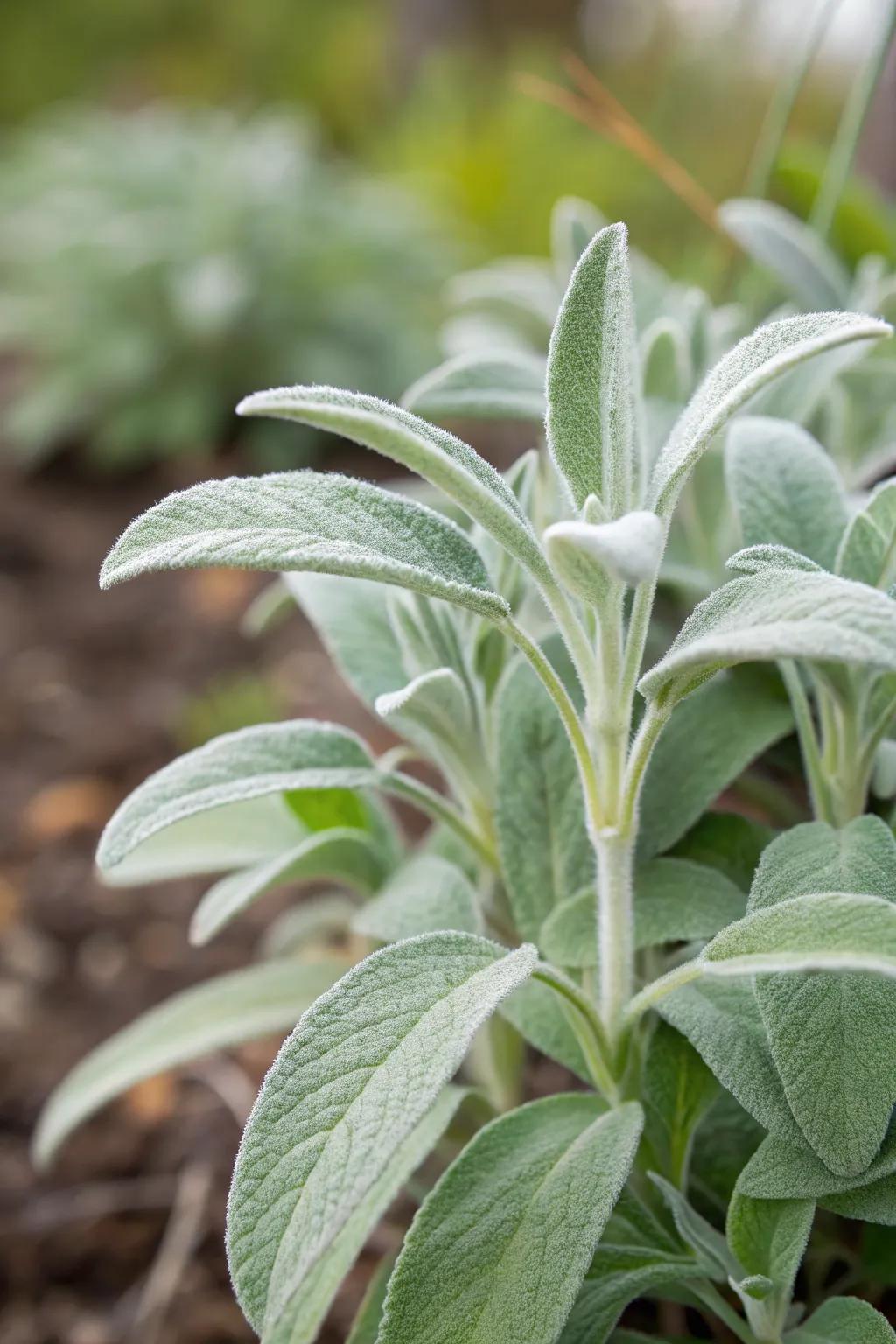 Lamb's ear plants offering a tactile experience with their soft leaves.