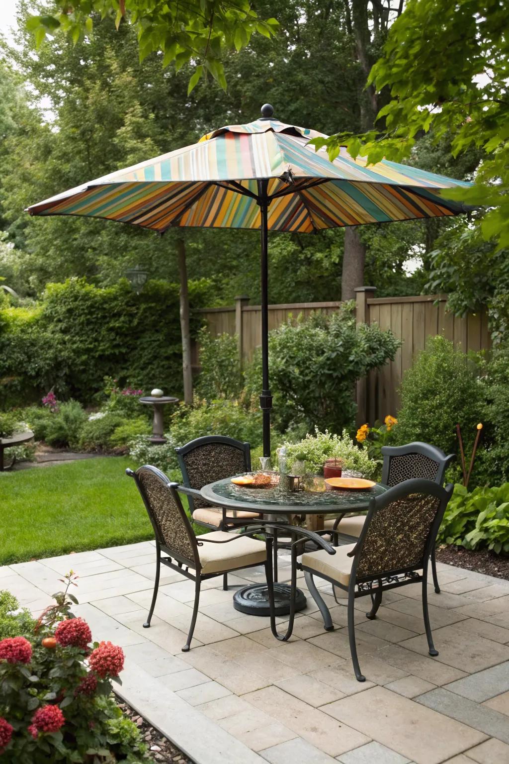 Umbrellas offer versatile shade solutions for any patio setting.