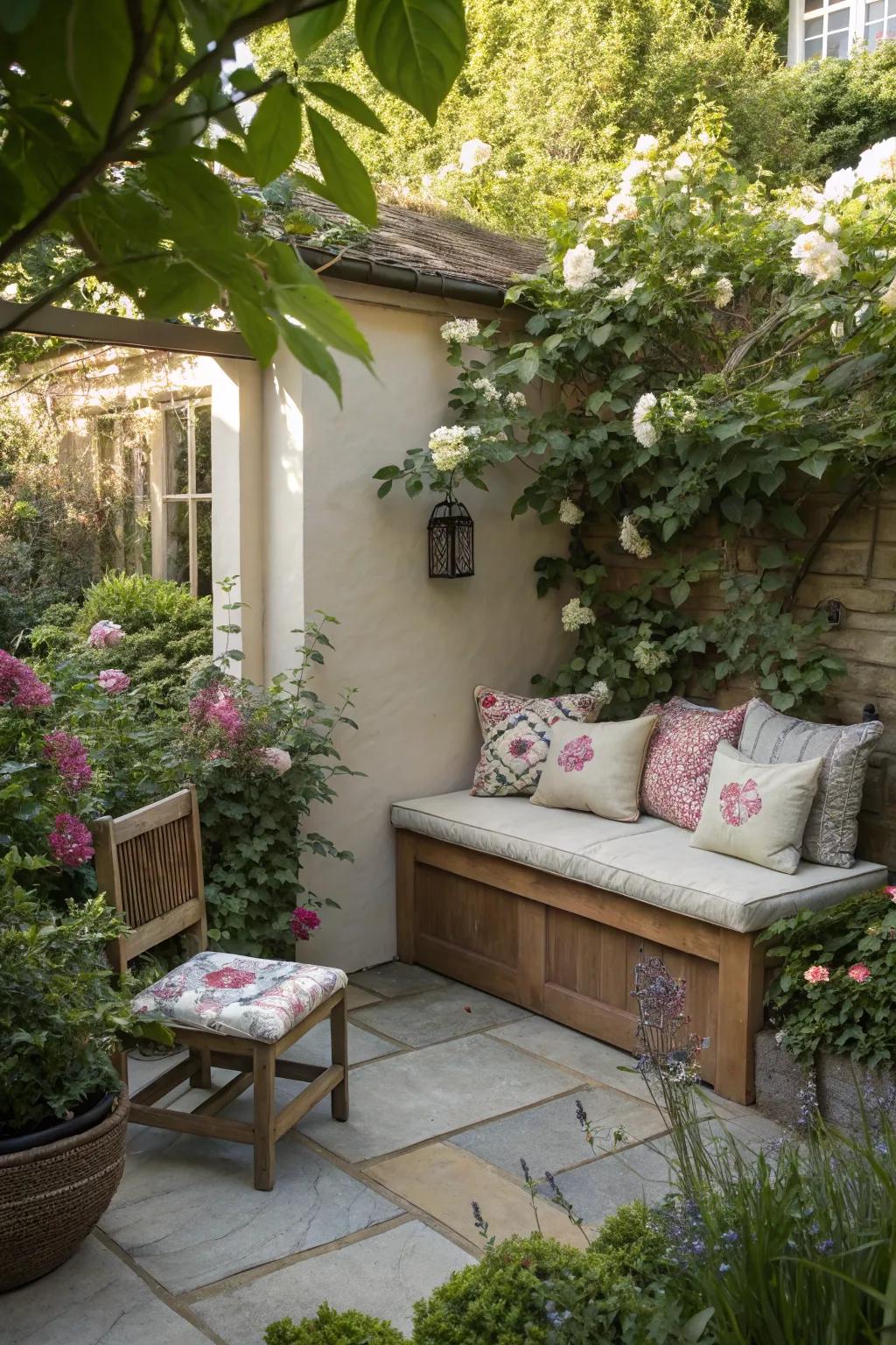 A seating area invites relaxation and contemplation.
