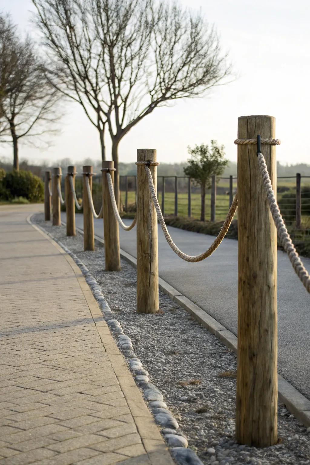 Rope barriers offer a flexible and charming divider.