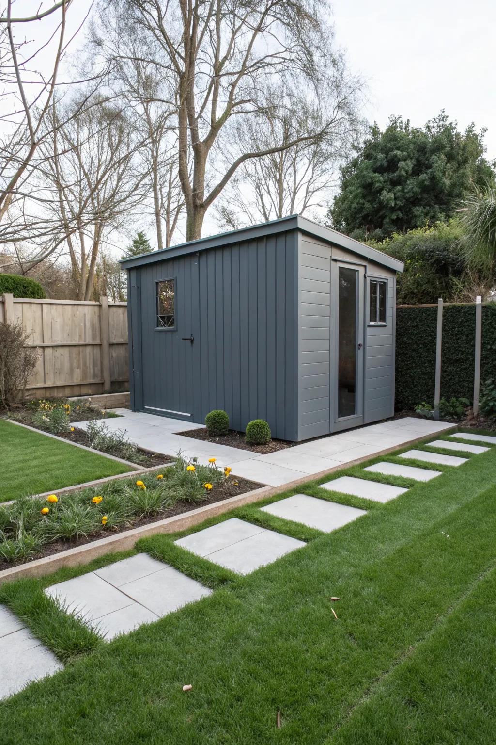 Gray sheds offer a sophisticated and versatile look.