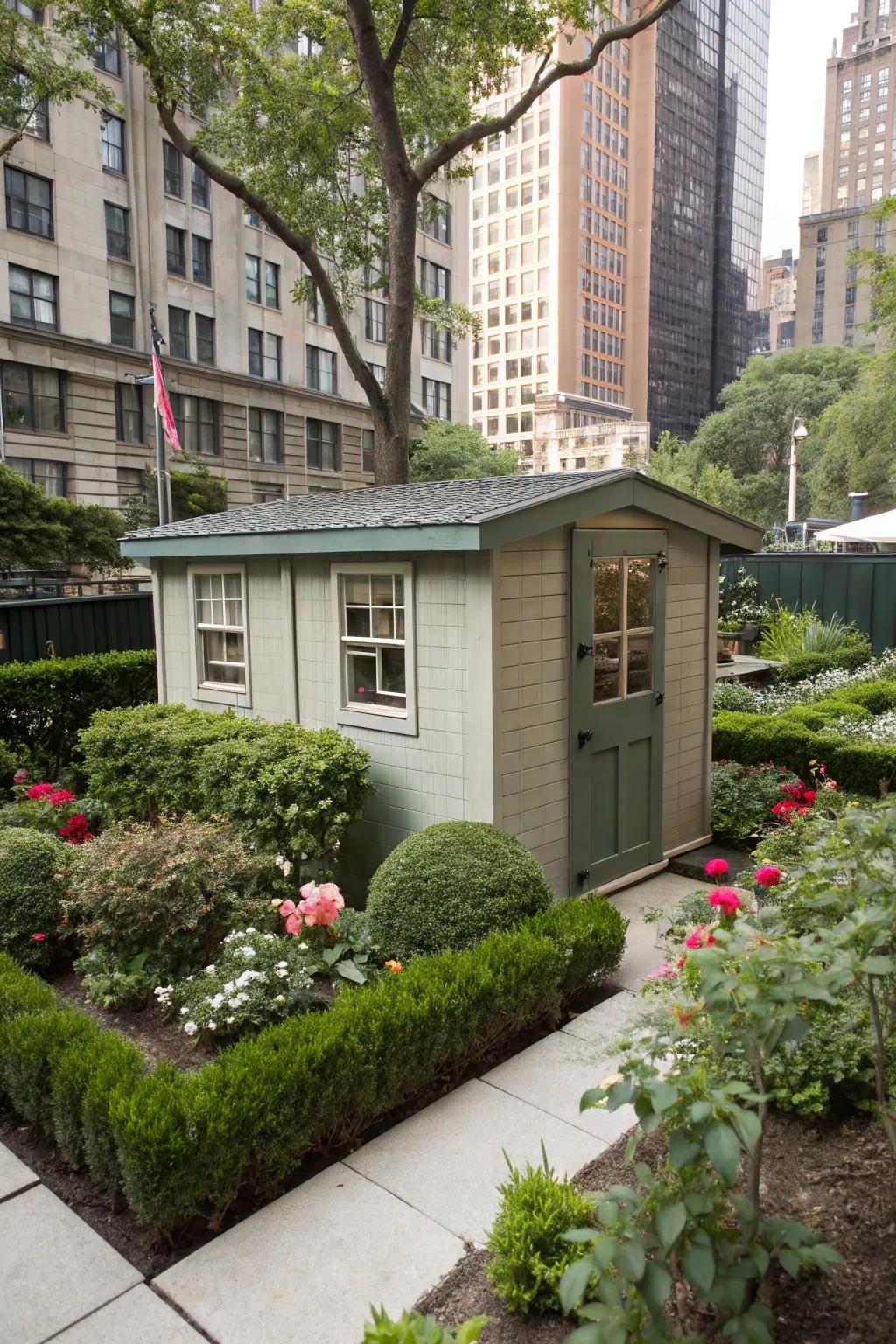 A simple flat roof shed, perfect for minimalistic setups.